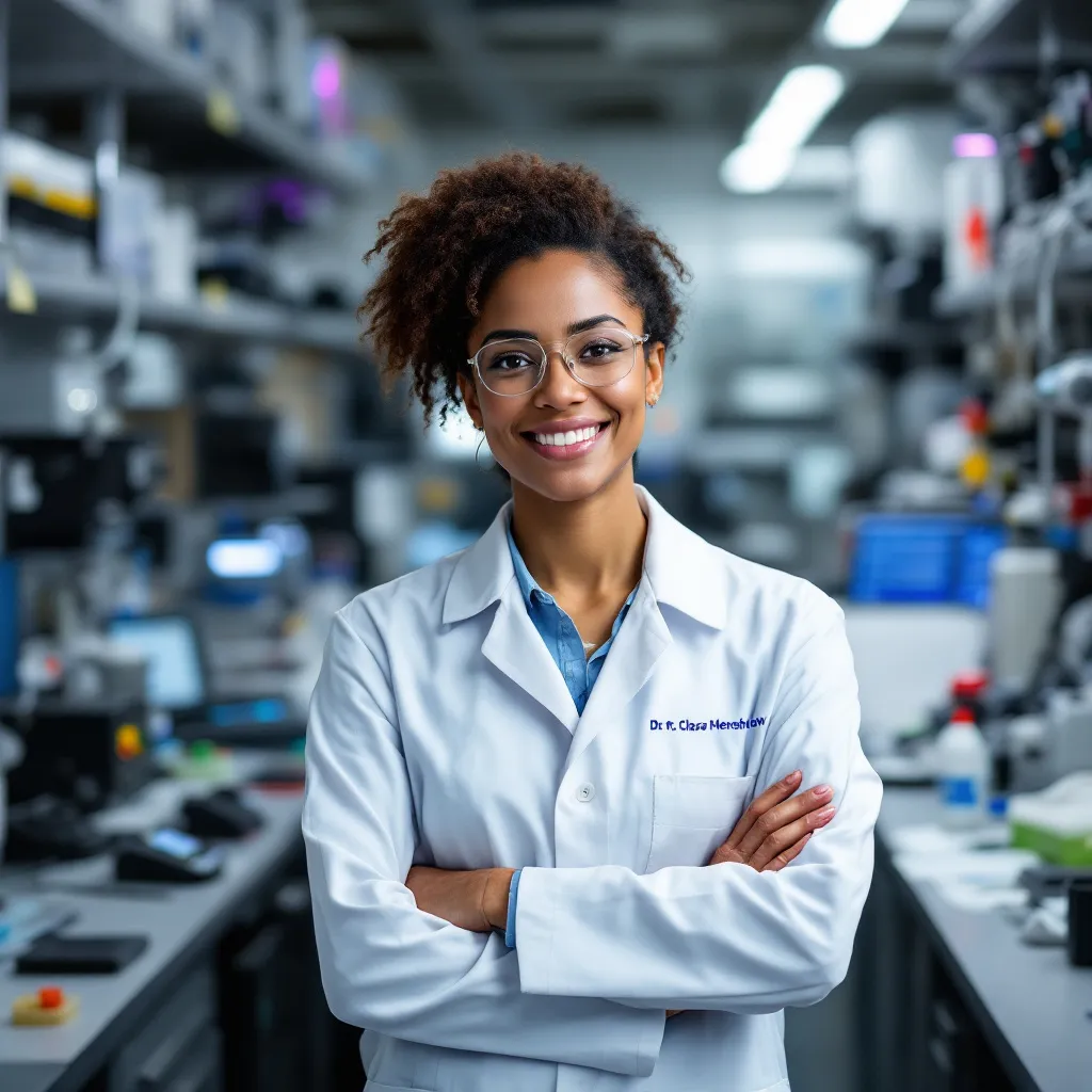 Before: Woman with glasses and background